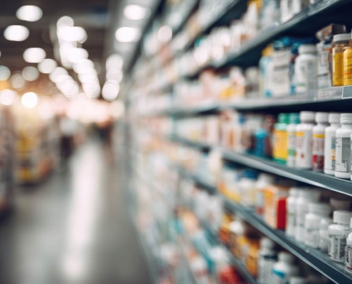 nutritional supplements brands in a grocery aisle