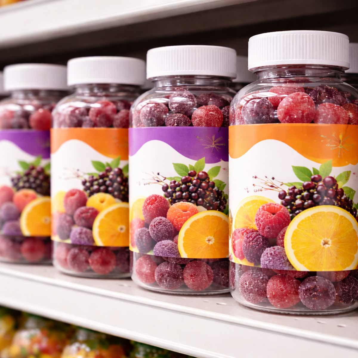 immunity gummies in bottles on a shelf