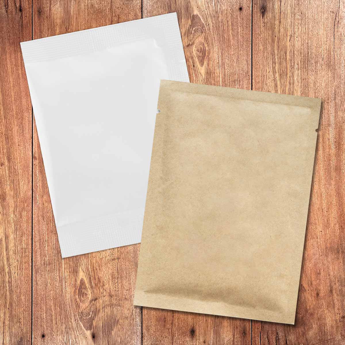 Sachet Packages on a wooden surface
