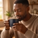 man drinking a functional coffee alternative supplement