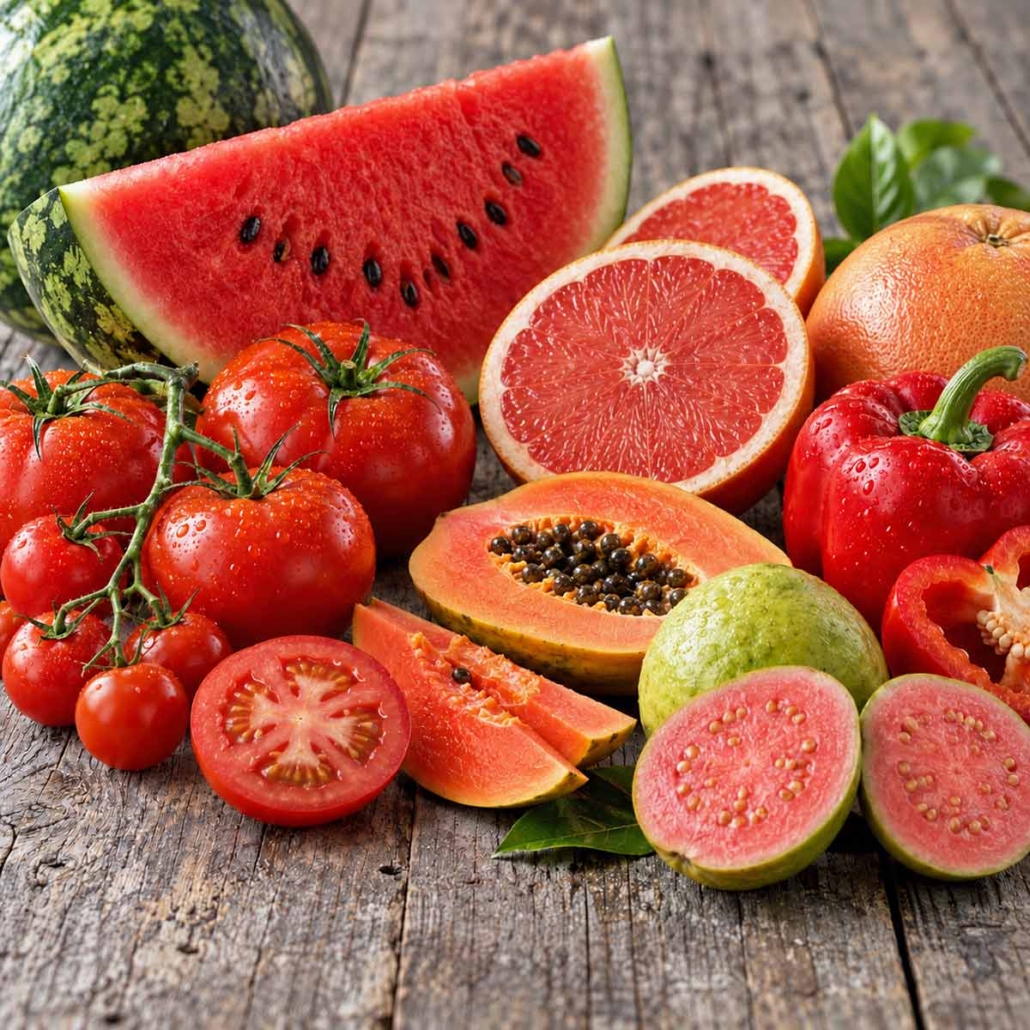 foods containing lycopene, including tomatoes, watermelon, pink grapefruit, and other pink foods for Antioxidant Supplement Formulation